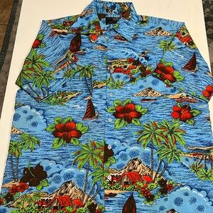 Men’s Hawaiian shirt, vintage 90s Van Cort large Palm Beach sailing